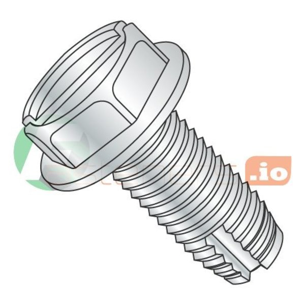 Newport Fasteners Thread Cutting Screw, 3/8"-16 x 1-1/2 in, Zinc Plated Steel Hex Head Slotted Drive, 500 PK 334420